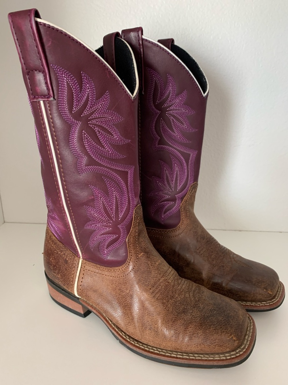 Laredo Brown & Purple Women's Heeled Cowboy Women’s Boot Size 6.5